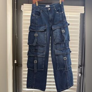 Forever 21 Women’s Dark Blue Cargo Jeans